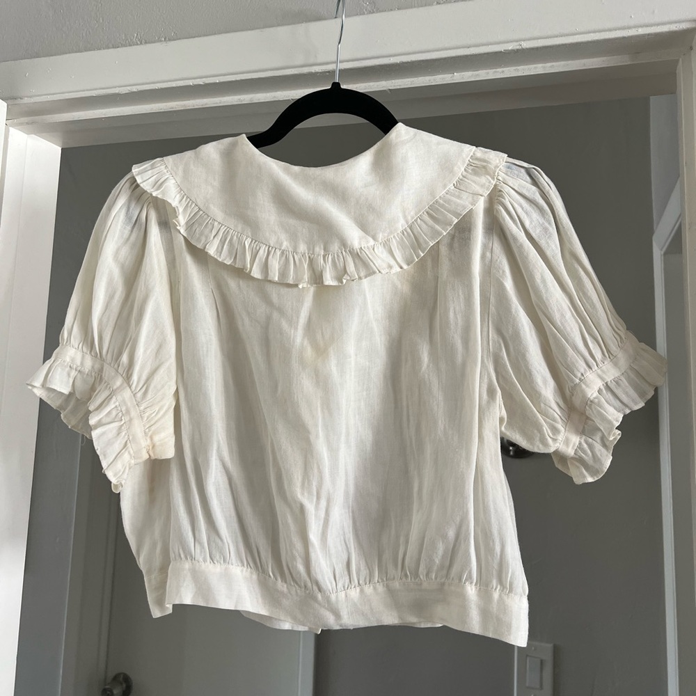 Doen Elegant Cream Ruffled Women's Top - Picture 3 of 7